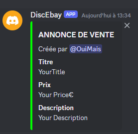 Capture d'une vente